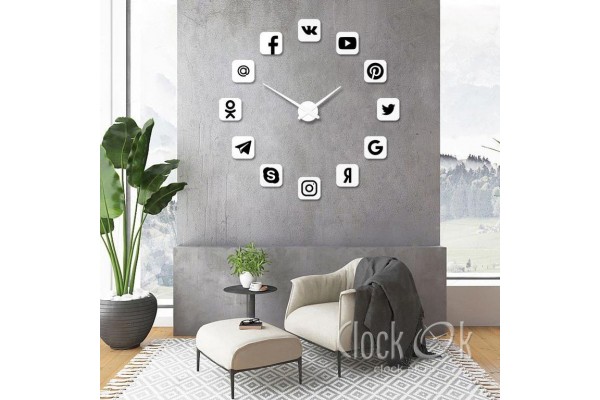 Настенные 3D часы Социальные сети W 100